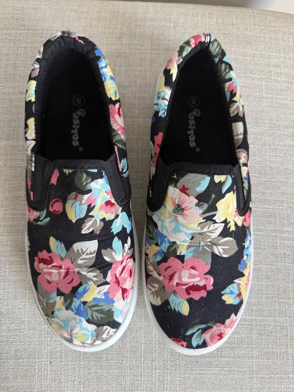 Floral Slip-On Sneakers for Women - Black Multi